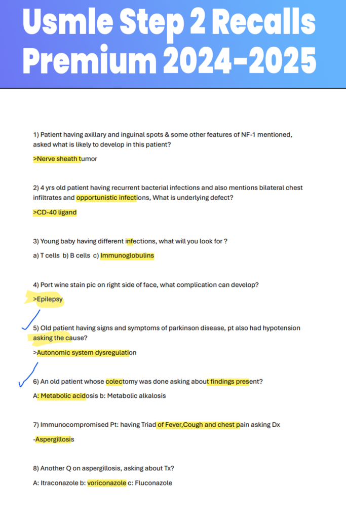 Usmle Step 2 Recalls Premium 2024-2025